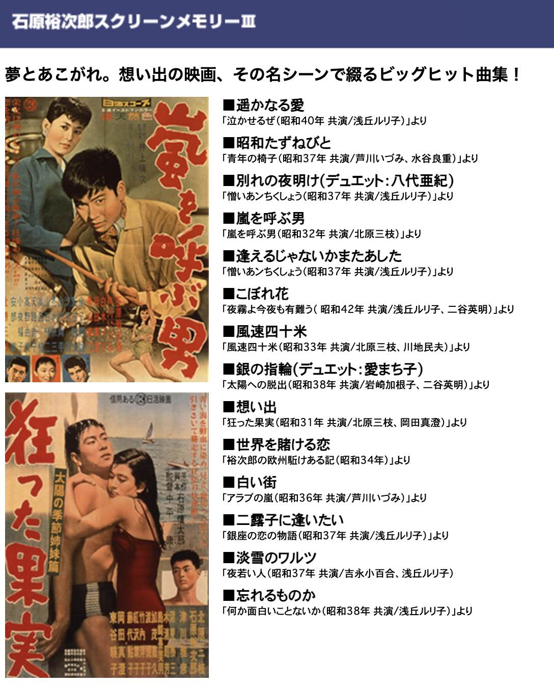 栄光の裕次郎スクリーンメモリー【DVD】