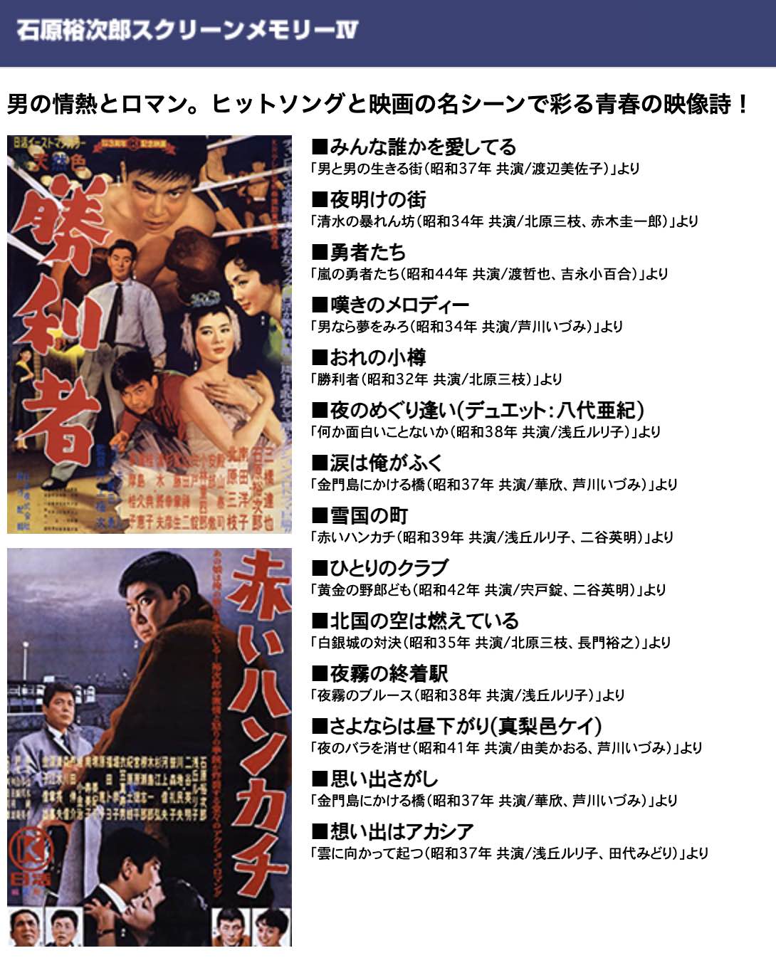 栄光の裕次郎スクリーンメモリー【DVD】