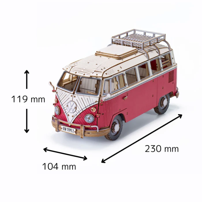 3Dクラフトアート「フォルクスワーゲン T１キャンパーバン」レッド・グリーン